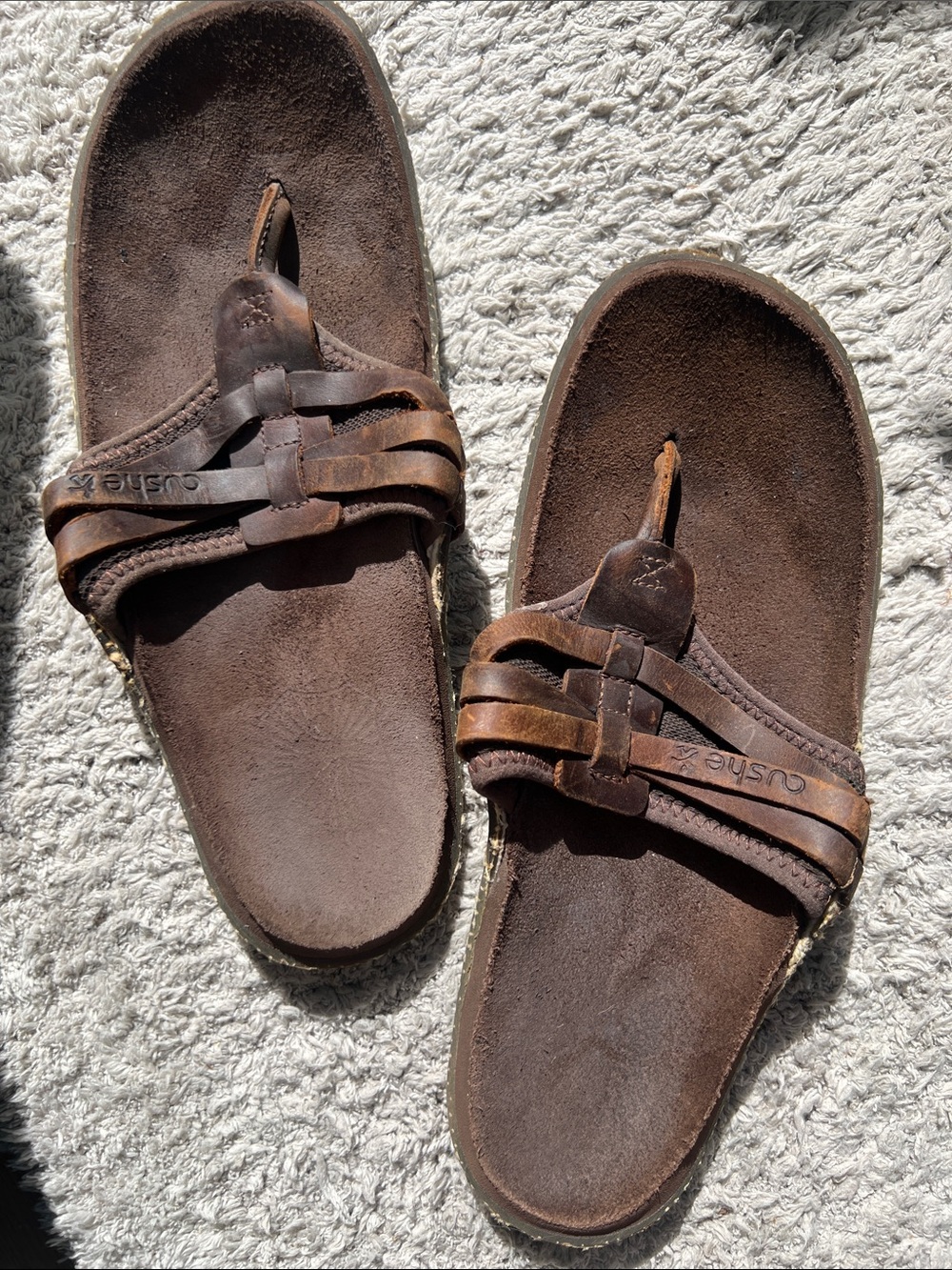 cushe Brown Leather Men's Slide Sandals